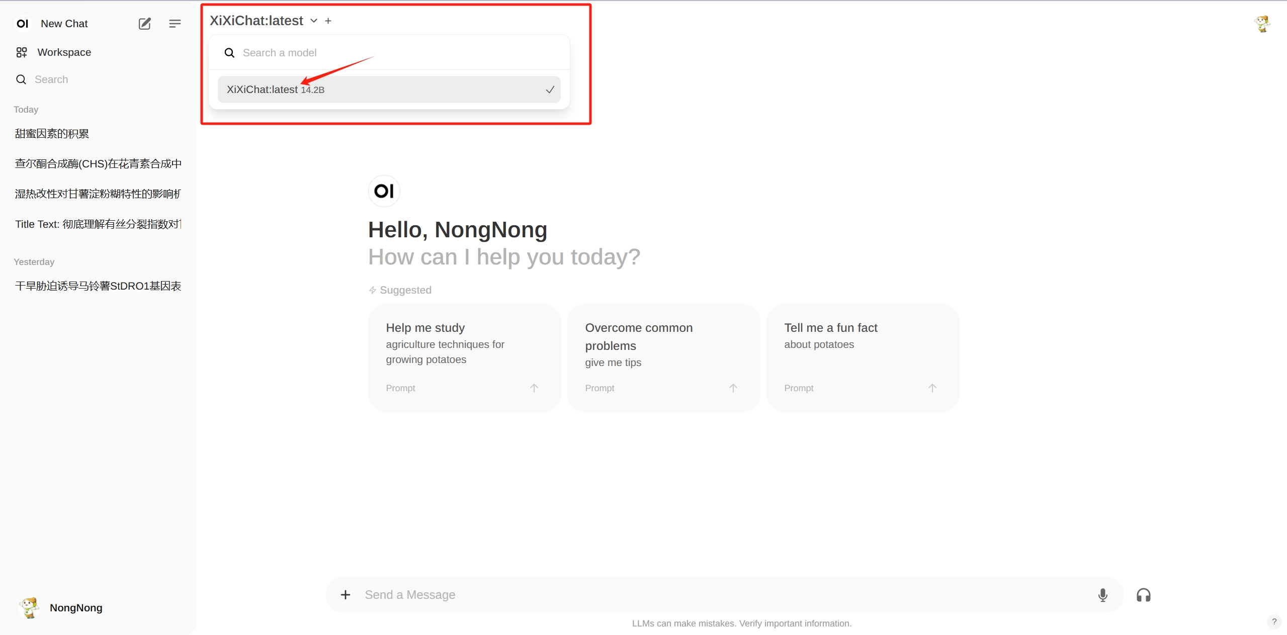 main interface
